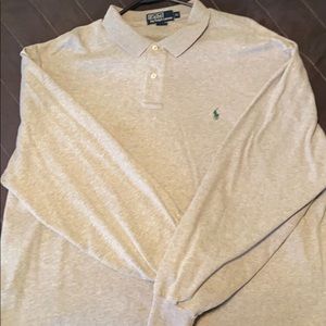 XL long sleeve polo shirt gray in color